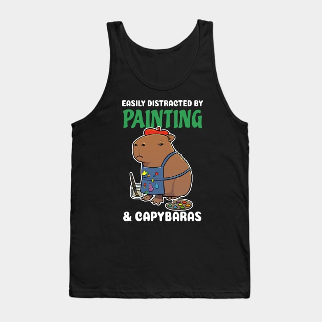 Easily Distracted by Painting and Capybaras Cartoon Tank Top by capydays
